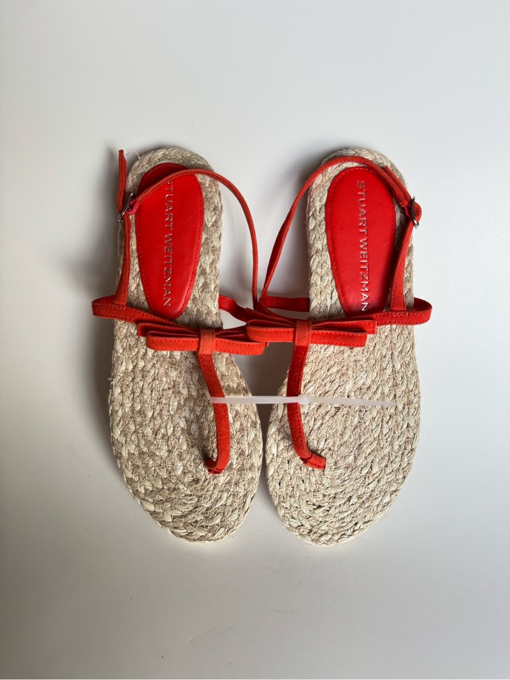 Stuart Weitzman Red T-Strap Espadrille Sandals